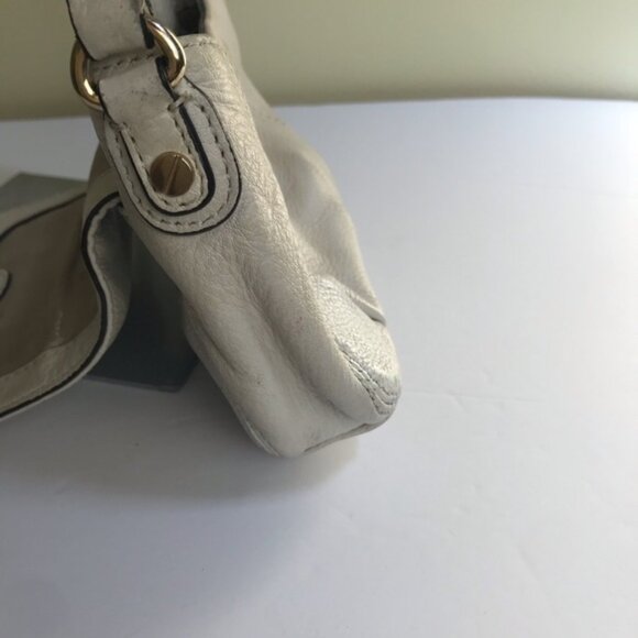 Michael Kors Pebble Leather Small Crossbody Shoulder Bag Mini Handbag White Gold - Picture 10 of 16